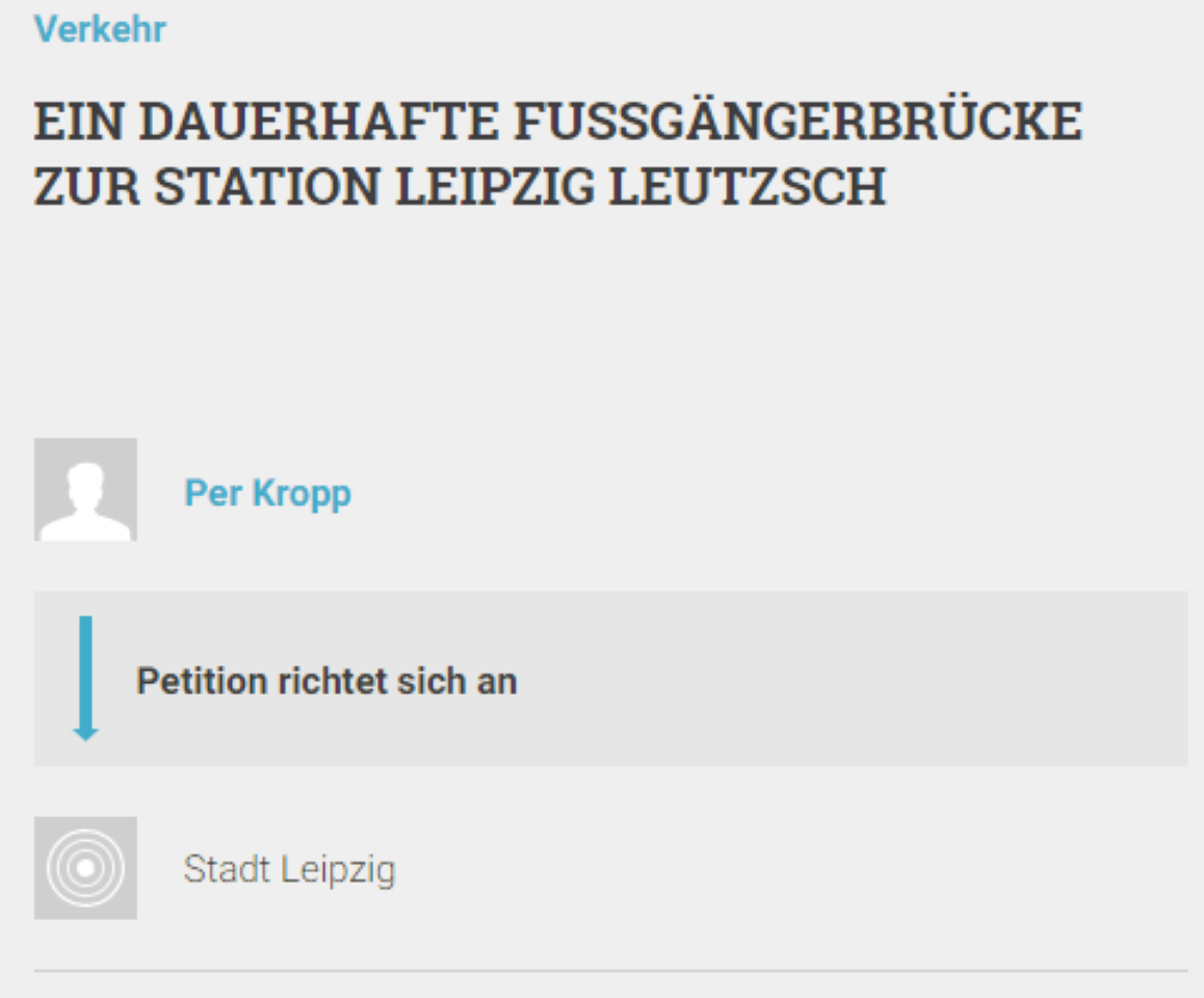 Auf das Bild klicken und Petition für eine Fußgängerbrücke über die Bahnanlagen in Leutzsch unterschreiben